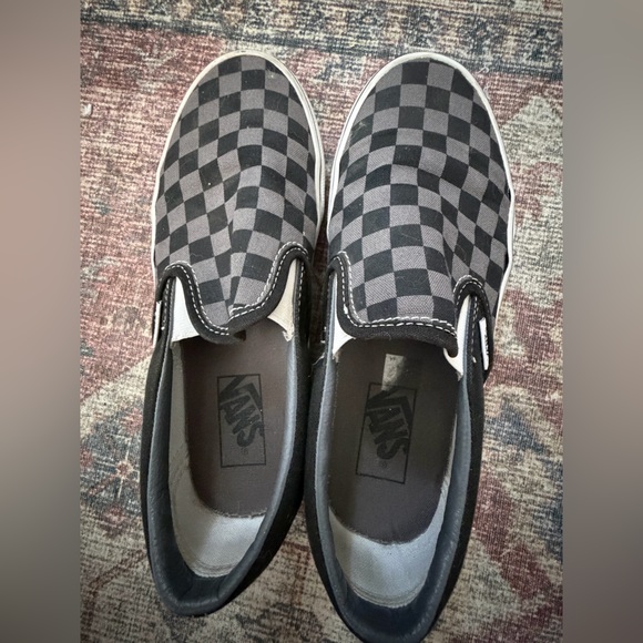 Vans Women's Checkered Slip-On Sneakers - Black and Gray - Picture 1 of 4